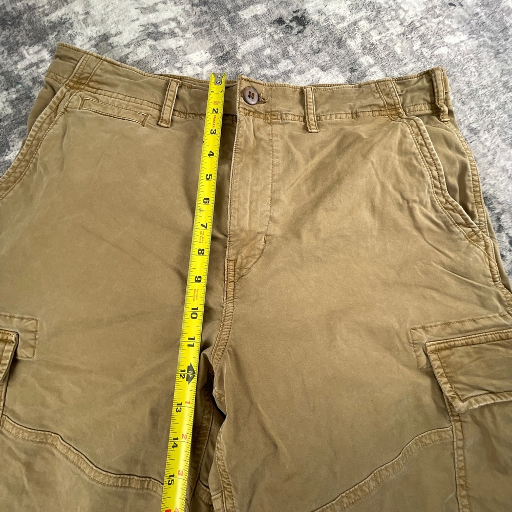 American Eagle Mens 33 Flex Cargo Shorts Khaki Solid Skater Utility Cargo - Picture 5 of 12